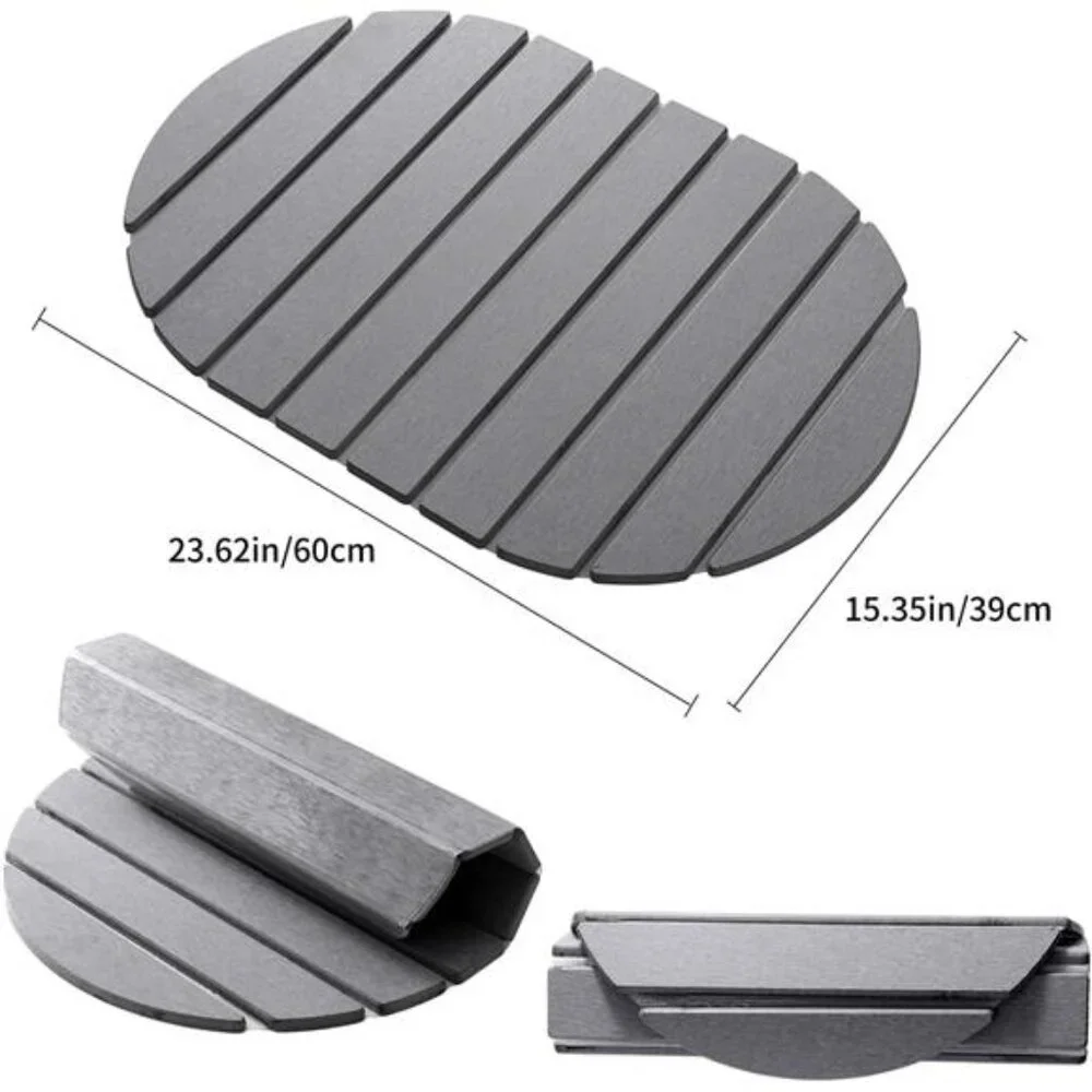 Stone Bath Mat Diatomaceous Earth Foldable Anti Skid Quick Dry Floor Mat